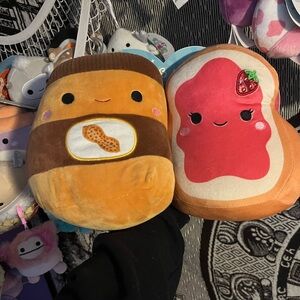 Squishmallows Peanut Butter and Jelly Plush Set - Brown and Pink
